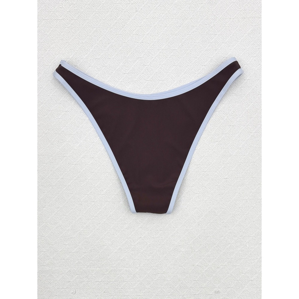 WILO The Label 3PC Contrast Bikini Set with Skirt Chocolate Brown Blue Large‎ - Picture 8 of 11